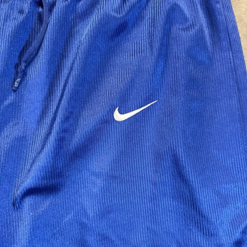 Vintage Nike Basketball Shorts Mens L Reversible Blue Mesh White Stripe Swoosh